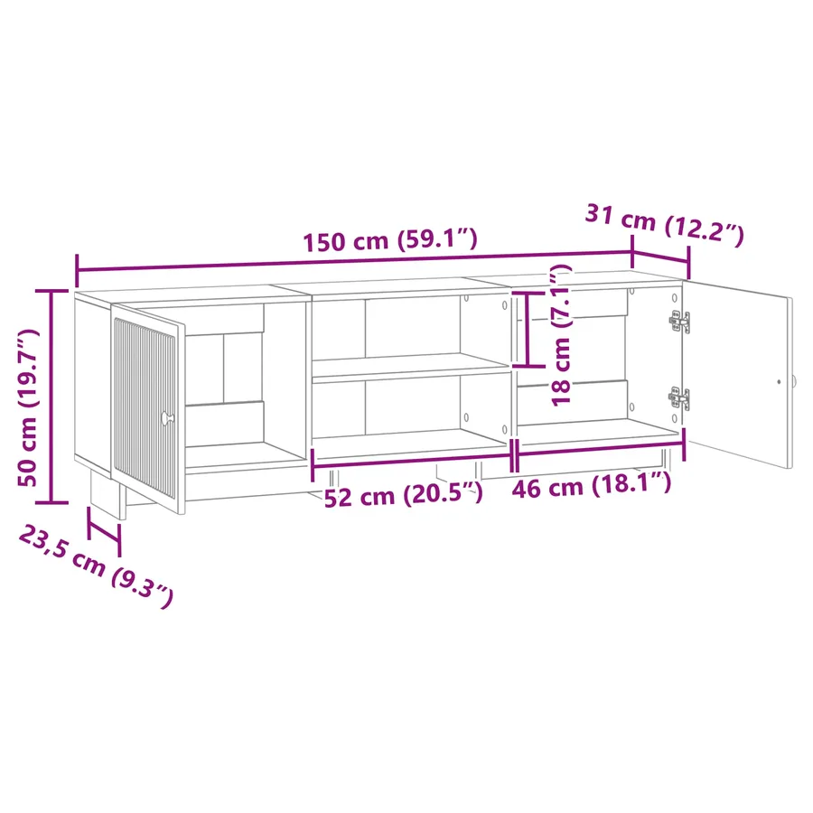Meuble TV Blanc 150 x 31 x 50 cm Bois d’ingénierie - 11