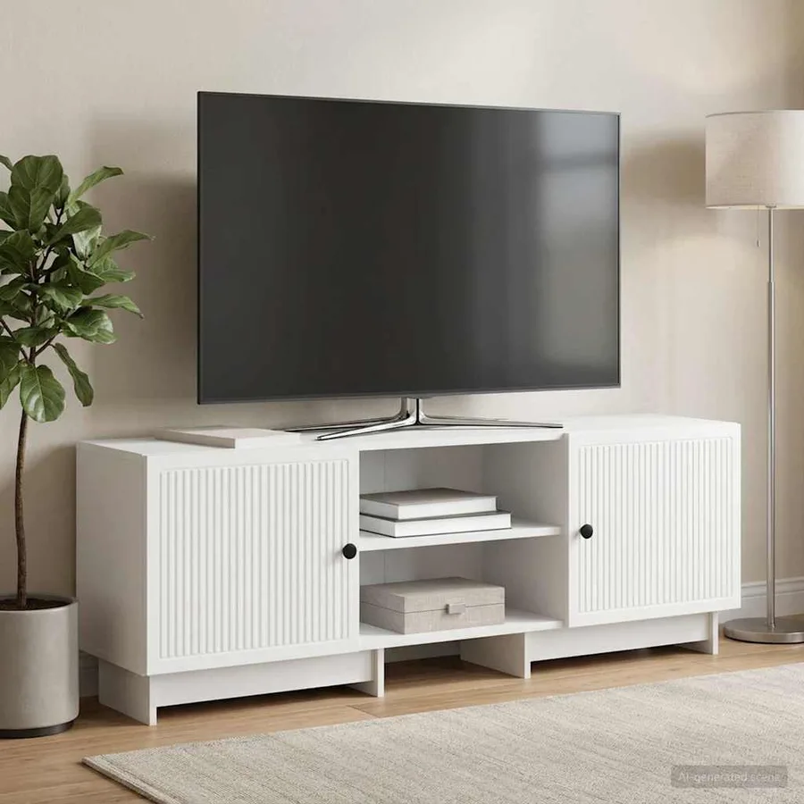 Meuble TV Blanc 150 x 31 x 50 cm Bois d’ingénierie - 4