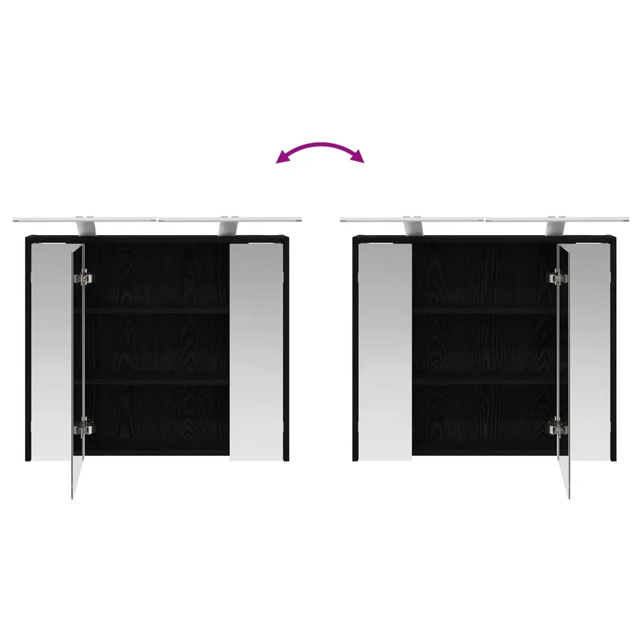 Armoire Miroir de Salle de Bain Chêne noir 73,5 x 16 x 62,5 cm - 12
