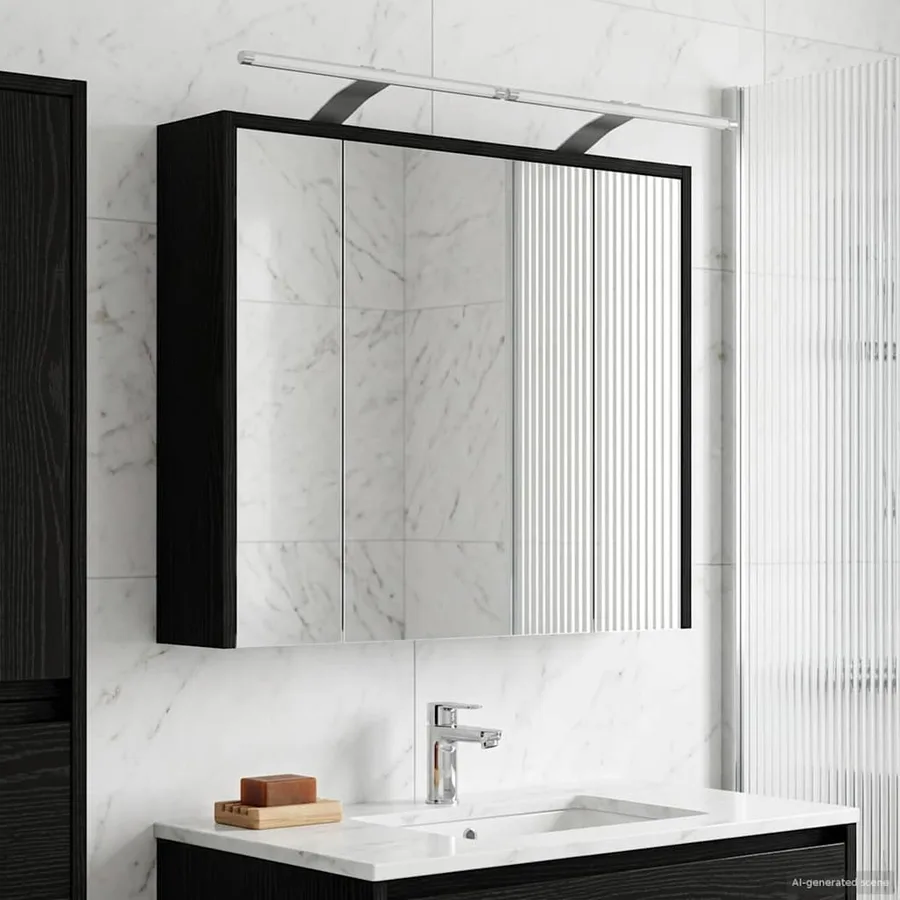 Armoire Miroir de Salle de Bain Chêne noir 73,5 x 16 x 62,5 cm - 4
