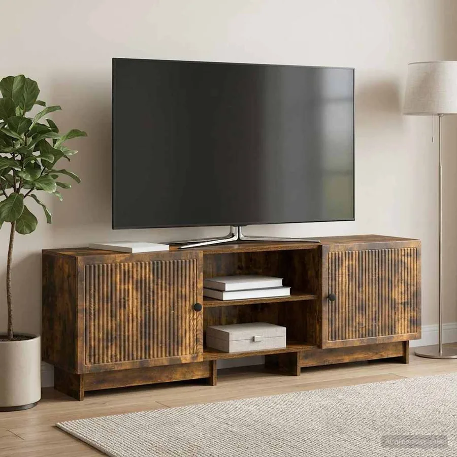 Meuble TV Chêne Fumé 150 x 31 x 50 cm Bois d’ingénierie - 4