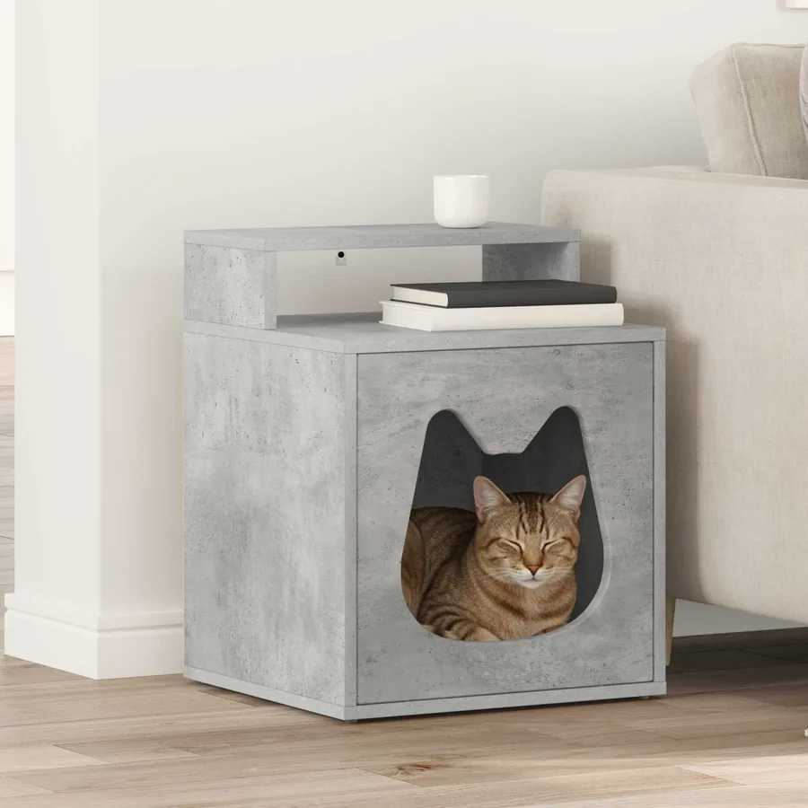 Maison pour chat Béton 42,5 x 40 x 53,5 cm Bois d'ingénierie