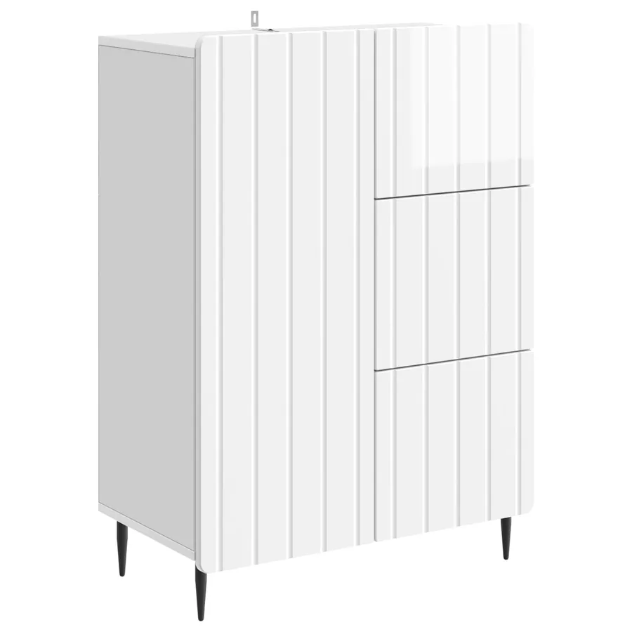 Buffet Blanc brillant 66 x 34,5 x 91,5 cm Bois d'ingénierie - 2