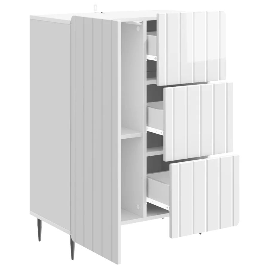 Buffet Blanc brillant 66 x 34,5 x 91,5 cm Bois d'ingénierie - 5