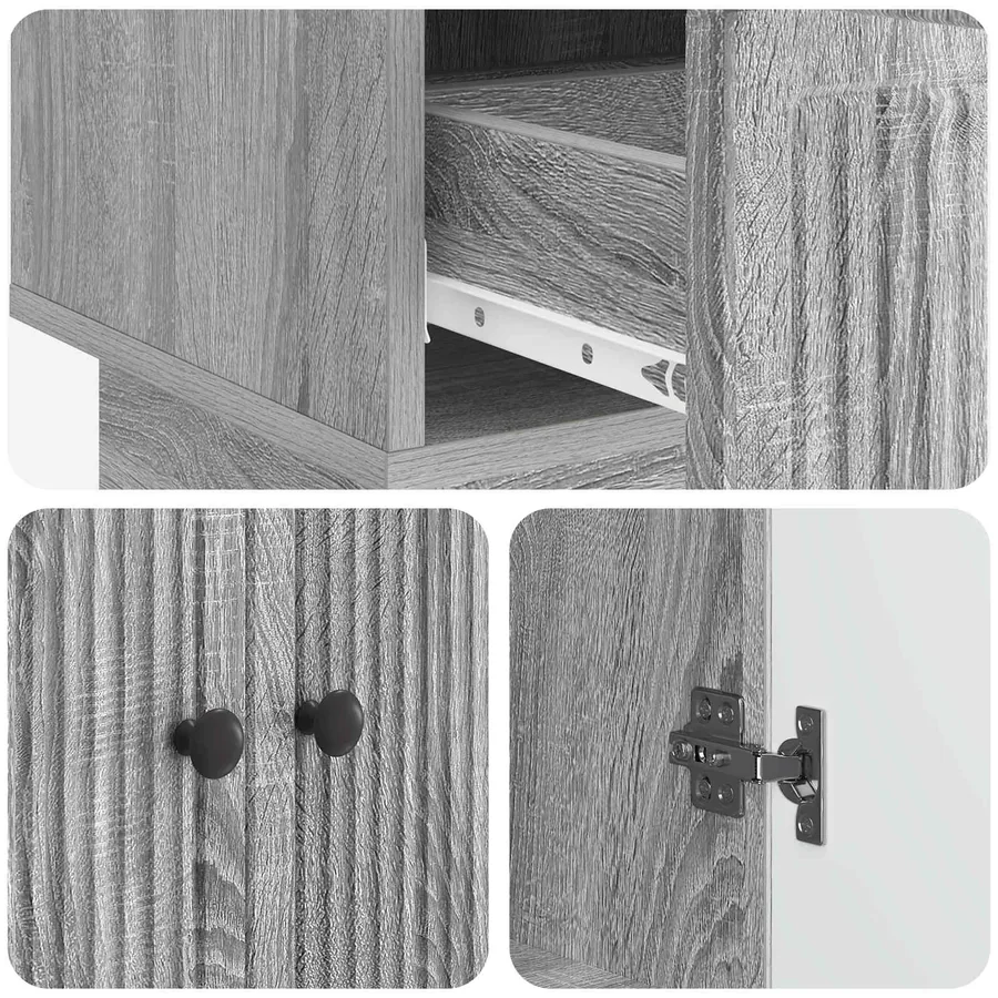 Buffet Gris Sonoma 66 x 34,5 x 95 cm Bois d’ingénierie - 9
