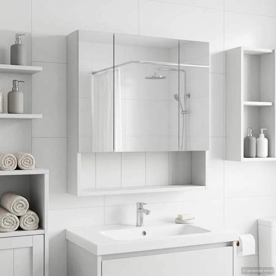 Armoire Miroir de Salle de Bain Blanc 60 x 14.5 x 70 cm - 4