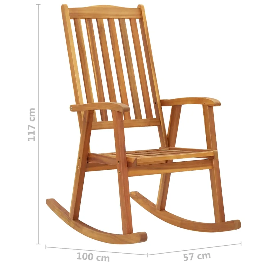 Rocking chair with cushions Solid acacia wood - 9