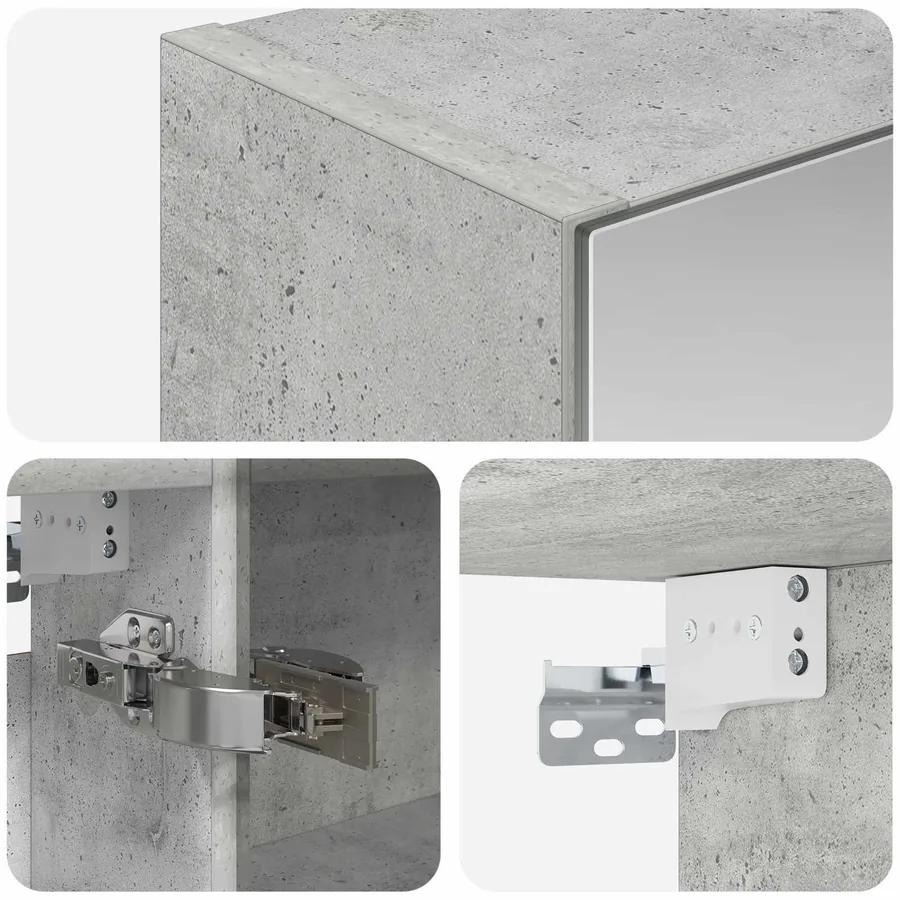 Armoire Miroir de Salle de Bain Gris béton 50 x 14,5 x 70 cm - 8
