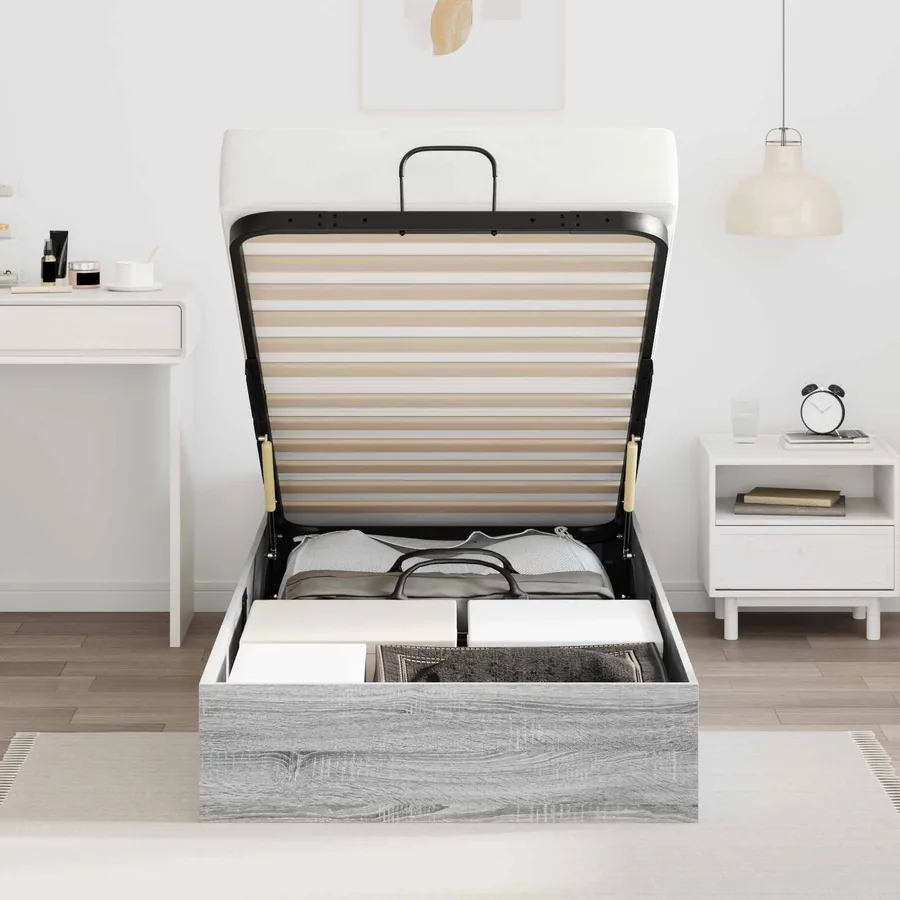 Cadre de lit ottoman avec stockage Gris Sonoma 193 x 90 x 25 cm - 4