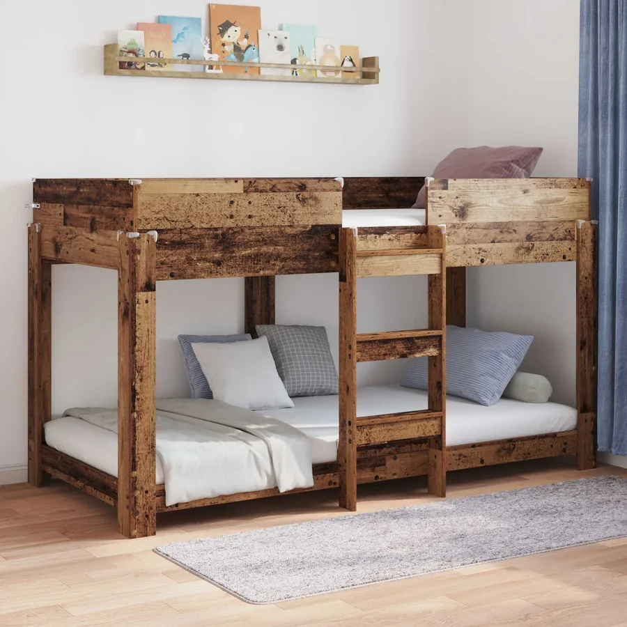Lit Superposé pour Enfants Bois ancien 90 x 200 cm