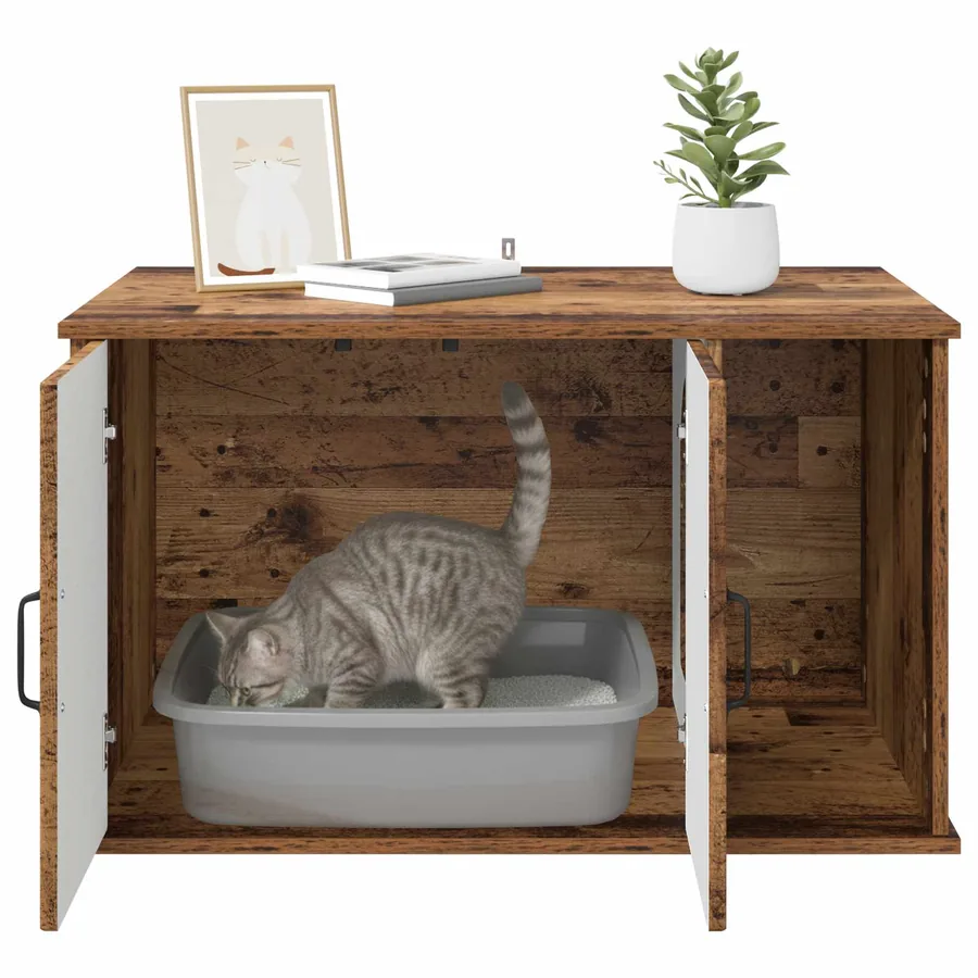 Maison pour chat Bois ancien 85 x 55 x 50 cm Bois d'ingénierie - 10