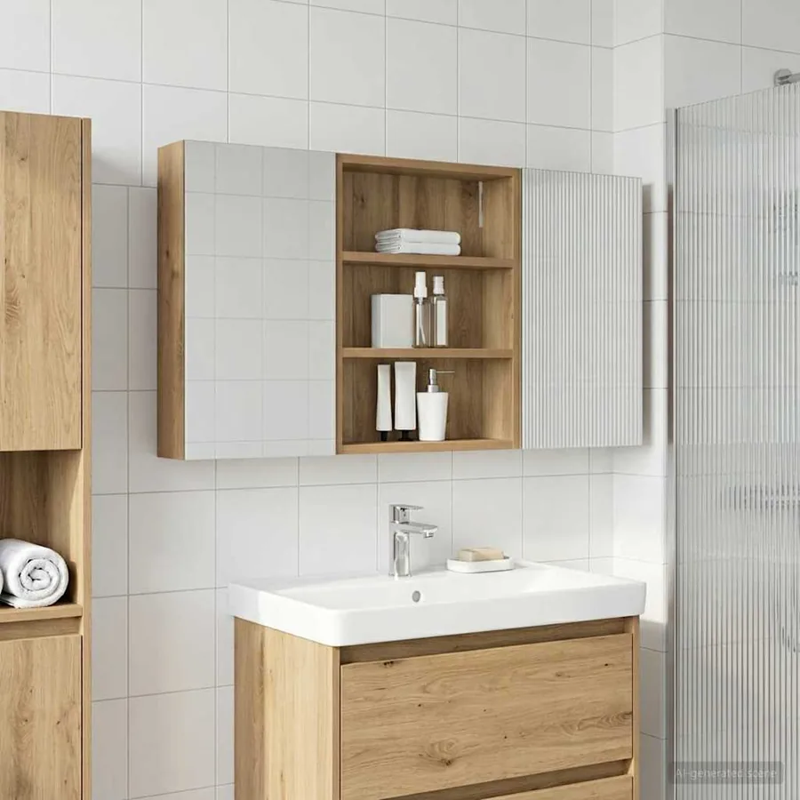 Ensemble de Meubles de Salle de Bain 3 pc 100 x 10,5 x 50 cm - 4