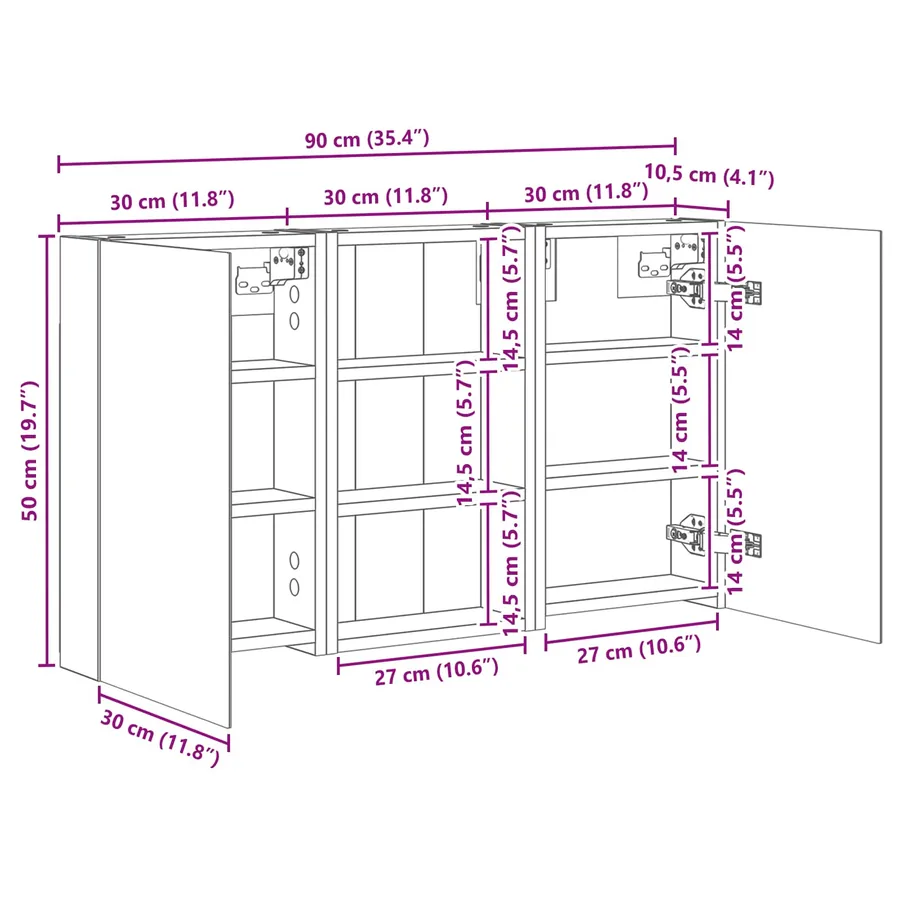 Ensemble de Meubles de Salle de Bain 3 pcs 90 x 10,5 x 50 cm - 12