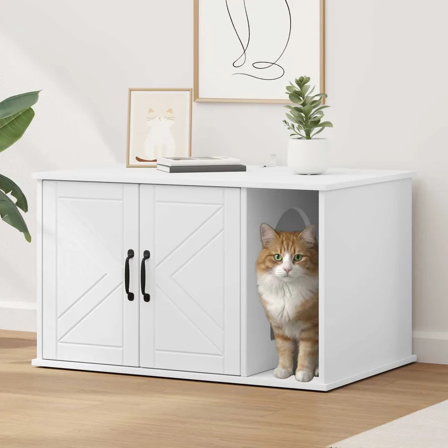 Maison pour chat Blanc 85 x 55 x 50 cm Bois d'ingénierie