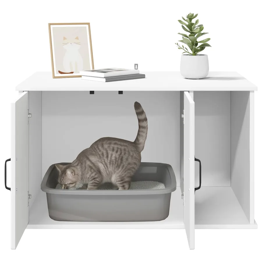 Maison pour chat Blanc 85 x 55 x 50 cm Bois d'ingénierie - 10