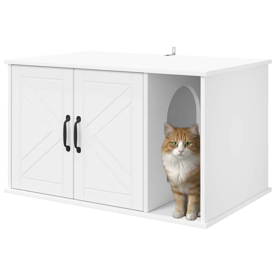 Maison pour chat Blanc 85 x 55 x 50 cm Bois d'ingénierie - 3