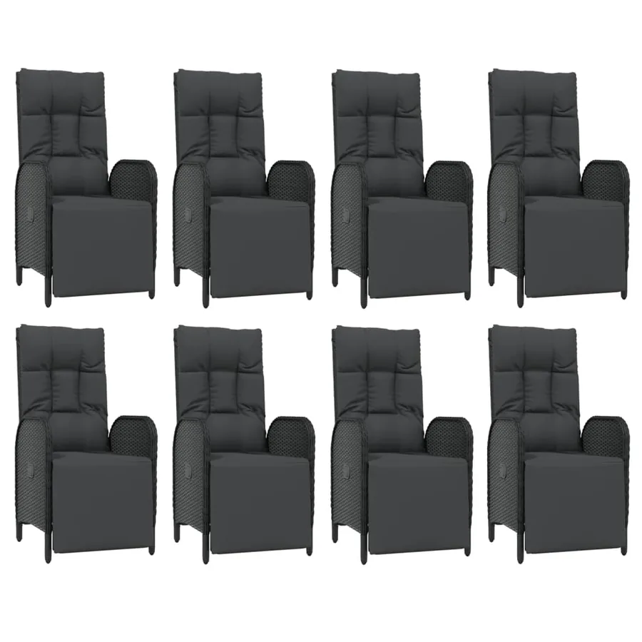 Ensemble à manger jardin 9pcs et coussins noir résine tressée - 4