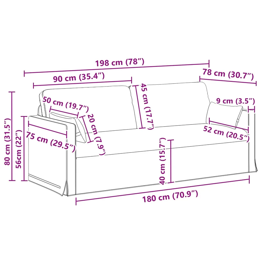Ensemble de Canapés 2 pcs Crème 198 x 78 x 80 cm tissu - 10