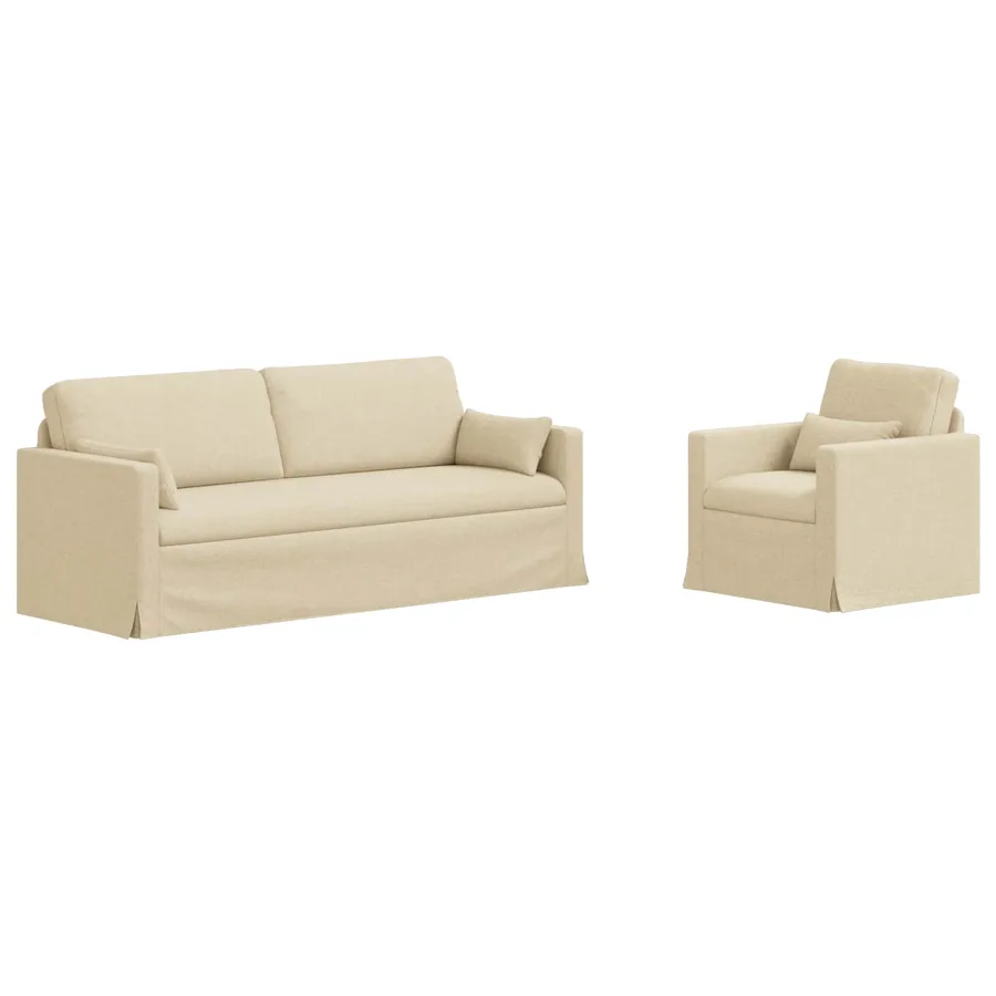 Ensemble de Canapés 2 pcs Crème 198 x 78 x 80 cm tissu - 2