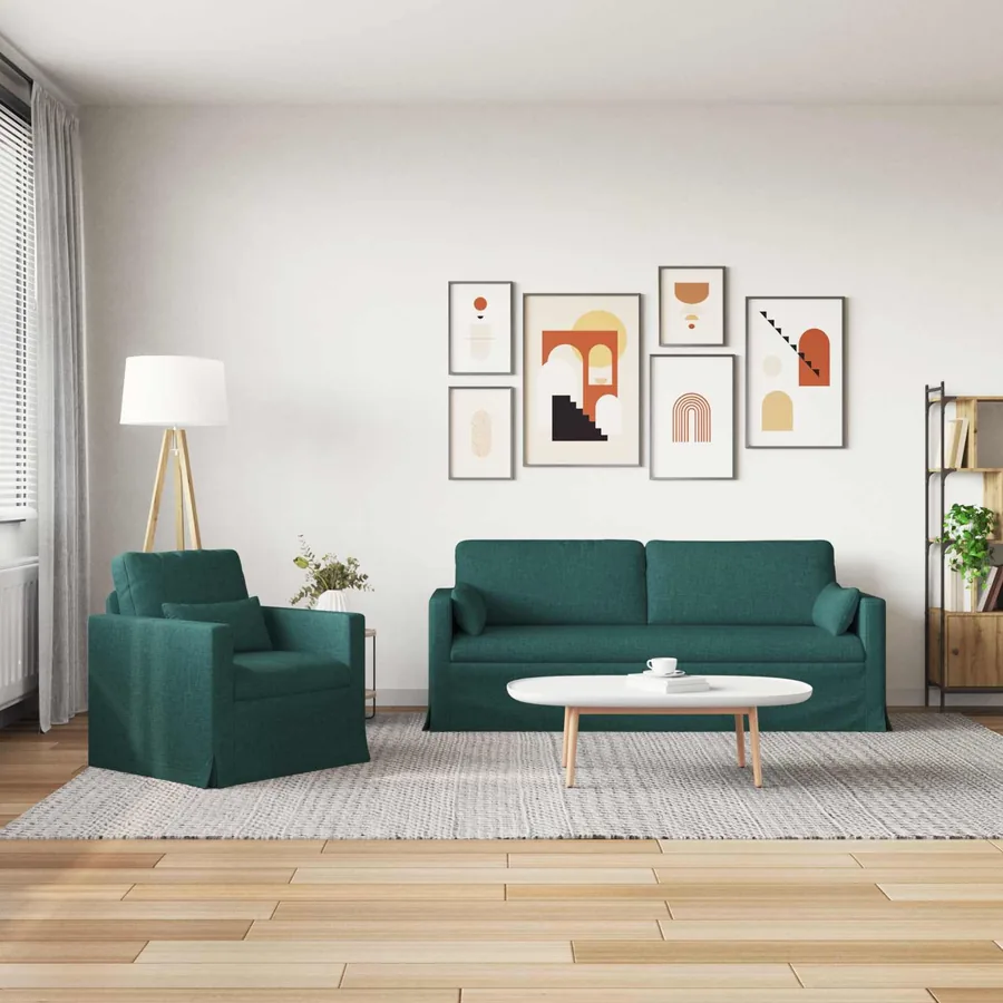 Ensemble de Canapés 2 pcs Vert foncé 198 x 78 x 80 cm tissu - 3