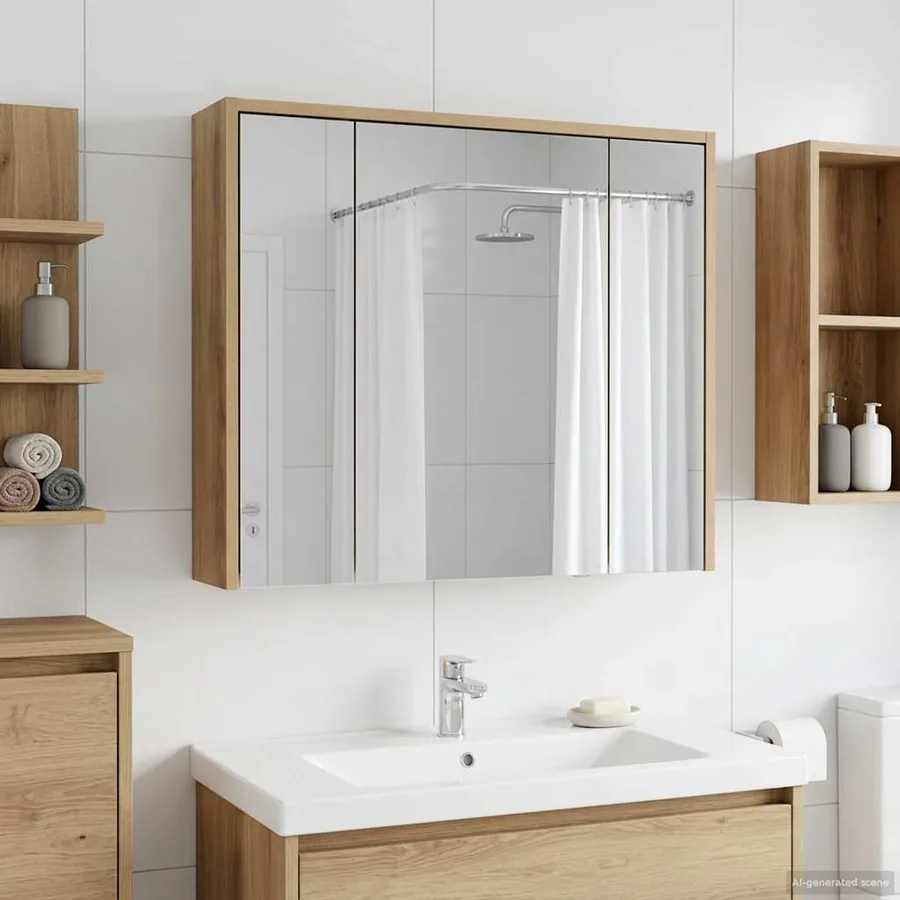 Armoire Miroir de Salle de Bain Chêne artisan