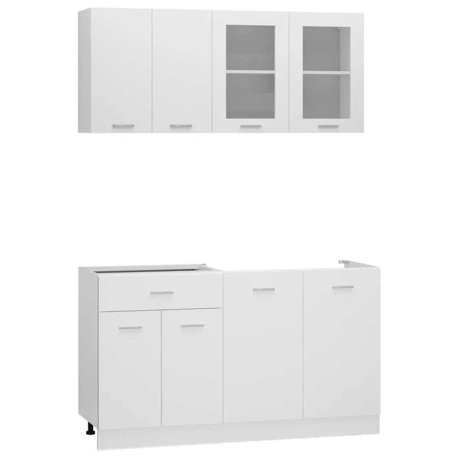 Ensemble de 4 meubles de cuisine "Lyon" en bois d'ingénierie blanc - 2