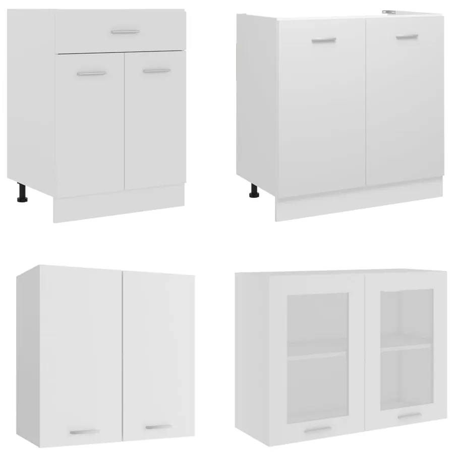 4-piece kitchen cabinet set "Lyon" in white engineered wood - 4