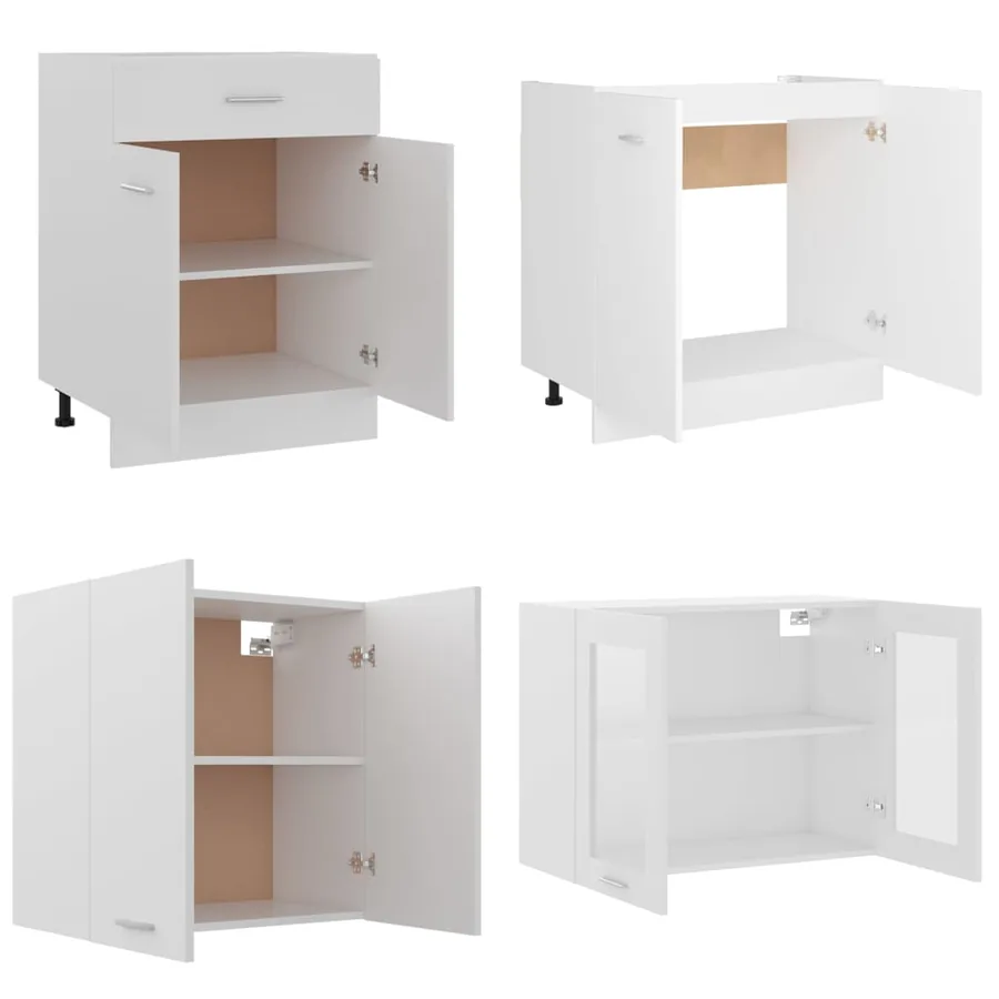 Ensemble de 4 meubles de cuisine "Lyon" en bois d'ingénierie blanc - 5