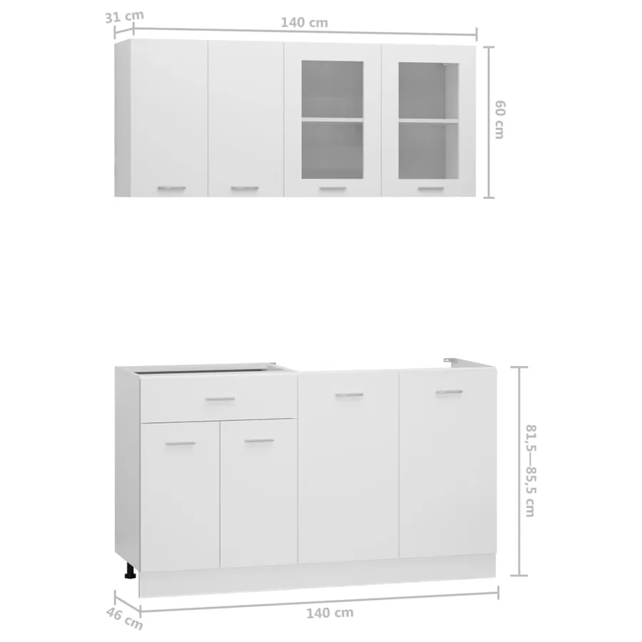 Ensemble de 4 meubles de cuisine "Lyon" en bois d'ingénierie blanc - 8