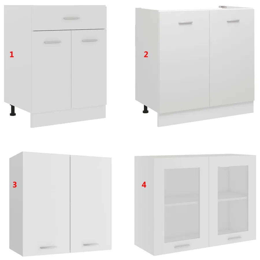 Ensemble de 4 meubles de cuisine "Lyon" en bois d'ingénierie blanc - 9