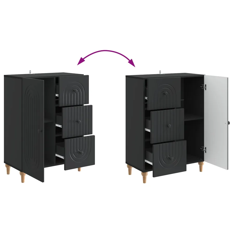 Buffet avec tiroir Noir 66 x 34,5 x 90 cm Bois d'ingénierie - 10