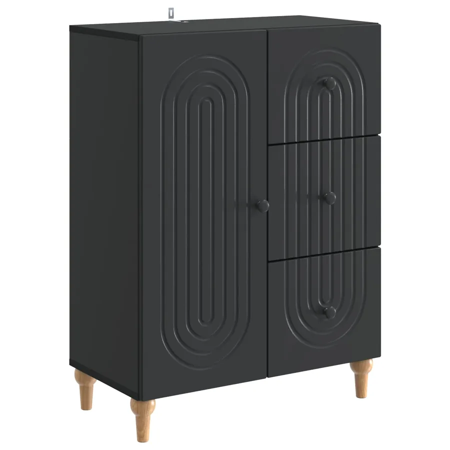 Buffet avec tiroir Noir 66 x 34,5 x 90 cm Bois d'ingénierie - 2