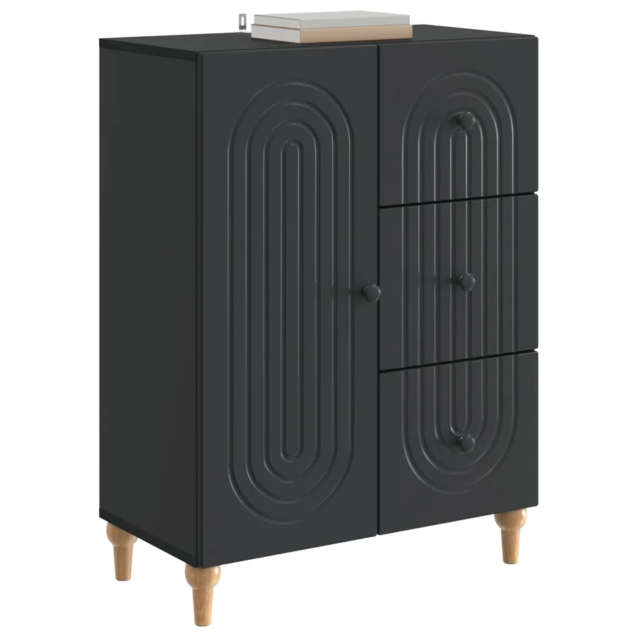 Buffet avec tiroir Noir 66 x 34,5 x 90 cm Bois d'ingénierie - 3