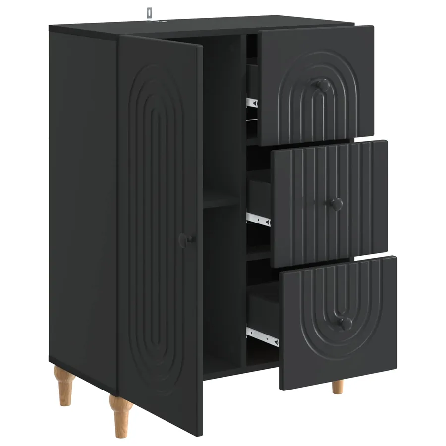 Buffet avec tiroir Noir 66 x 34,5 x 90 cm Bois d'ingénierie - 5