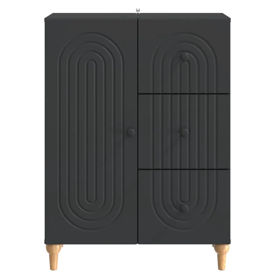 Buffet avec tiroir Noir 66 x 34,5 x 90 cm Bois d'ingénierie - 6
