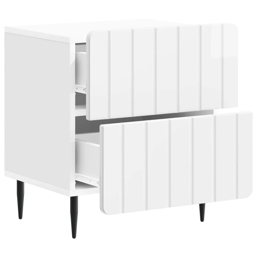 Cabinet de chevet 2 pcs Blanc brillant 43 x 34,5 x 49,5 cm - 6