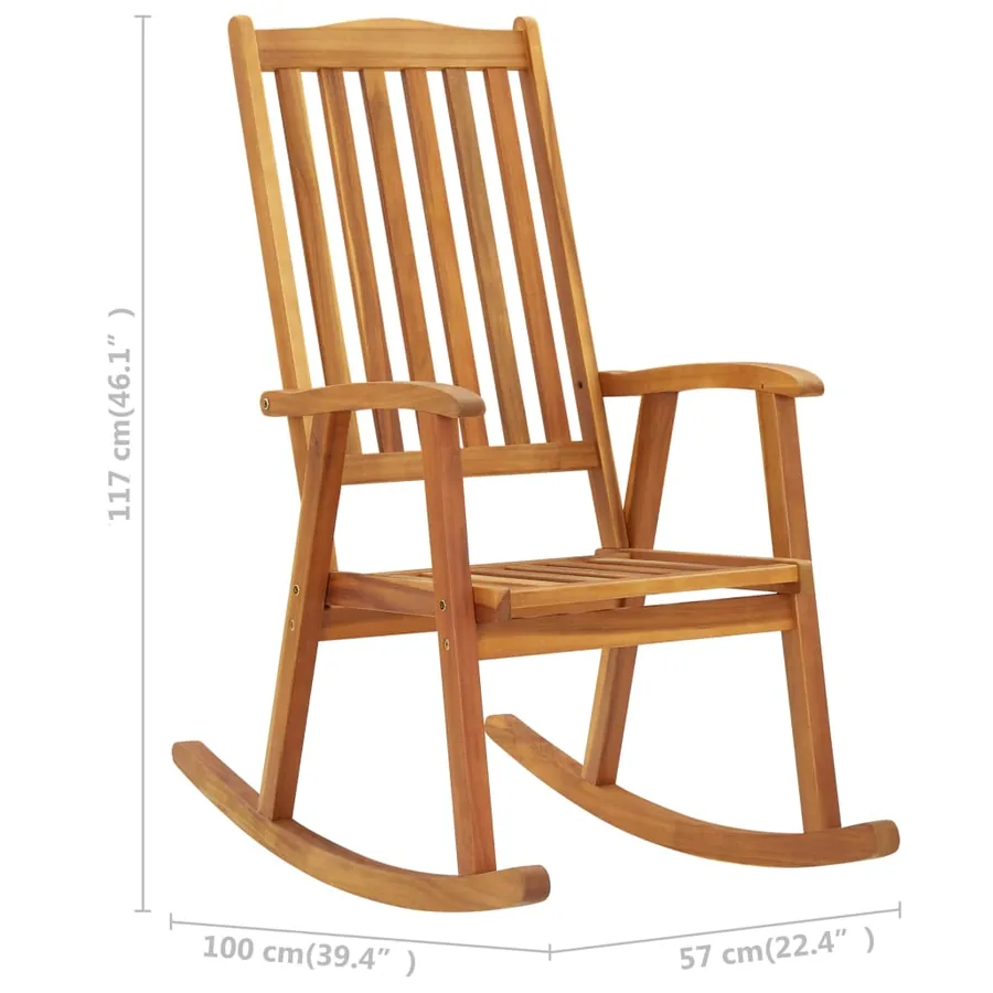Rocking chair with cushions Solid acacia wood - 9