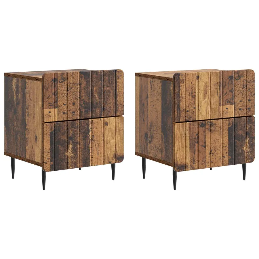Cabinet de chevet 2 pcs Bois ancien 43 x 34,5 x 49,5 cm - 2