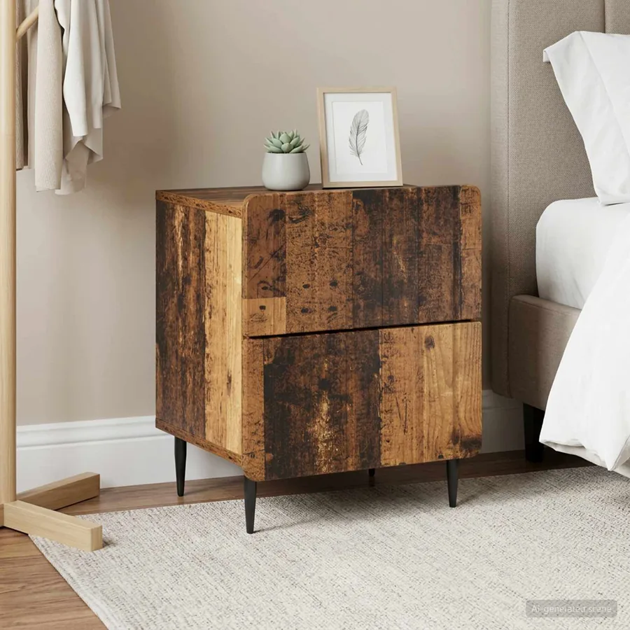 Cabinet de chevet 2 pcs Bois ancien 43 x 34,5 x 49,5 cm - 4