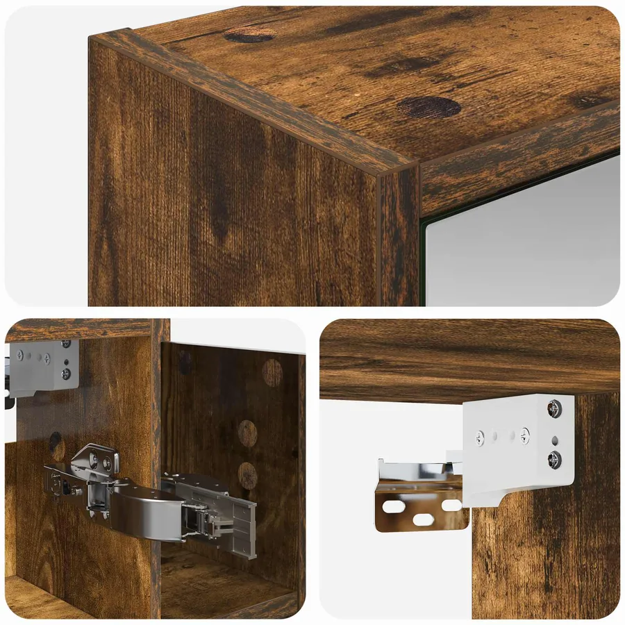 Armoire Miroir de Salle de Bain Chêne fumé 63,5 x 16 x 62,5 cm - 9