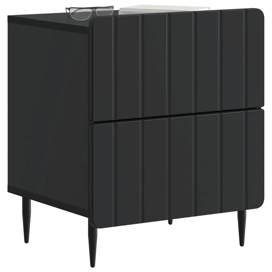 Cabinet de chevet Noir 43 x 34,5 x 49,5 cm Bois d'ingénierie - 3