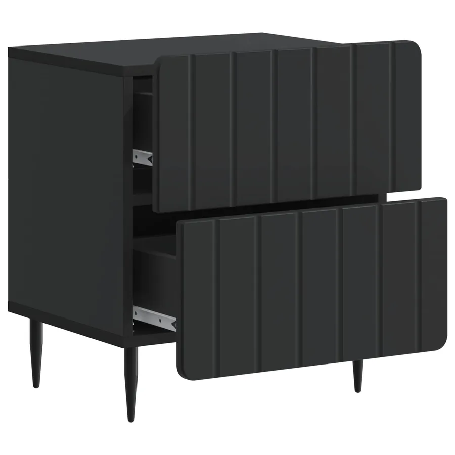 Cabinet de chevet Noir 43 x 34,5 x 49,5 cm Bois d'ingénierie - 4