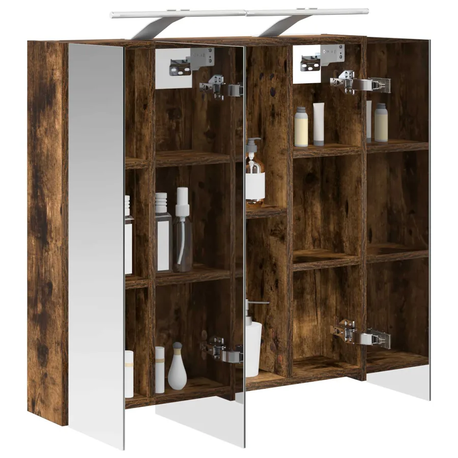 Armoire Miroir de Salle de Bain Chêne fumé 70 x 14,5 x 70 cm - 3