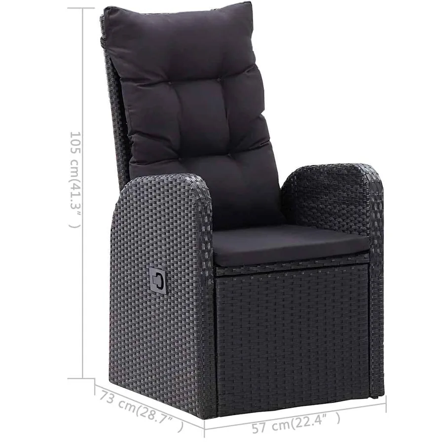 Ensemble à manger de jardin 3 pcs Noir - 11