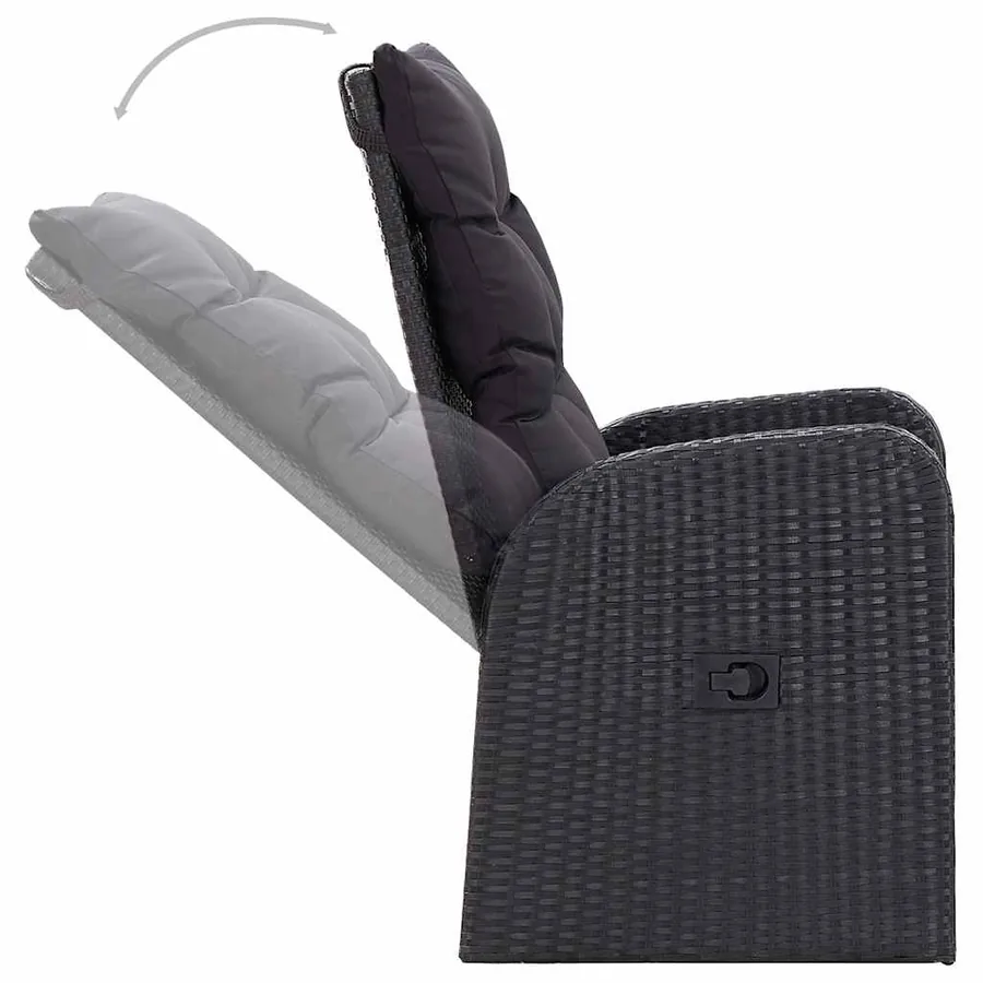 Ensemble à manger de jardin 3 pcs Noir - 4