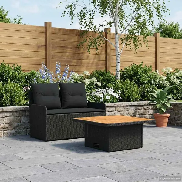 Canapé de jardin avec accoudoirs et table relevable 2 Pièce
