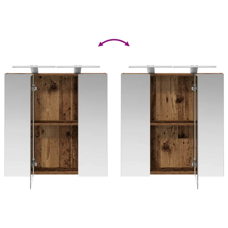 Armoire Miroir de Salle de Bain Bois ancien 70 x 14,5 x 70 cm - 12