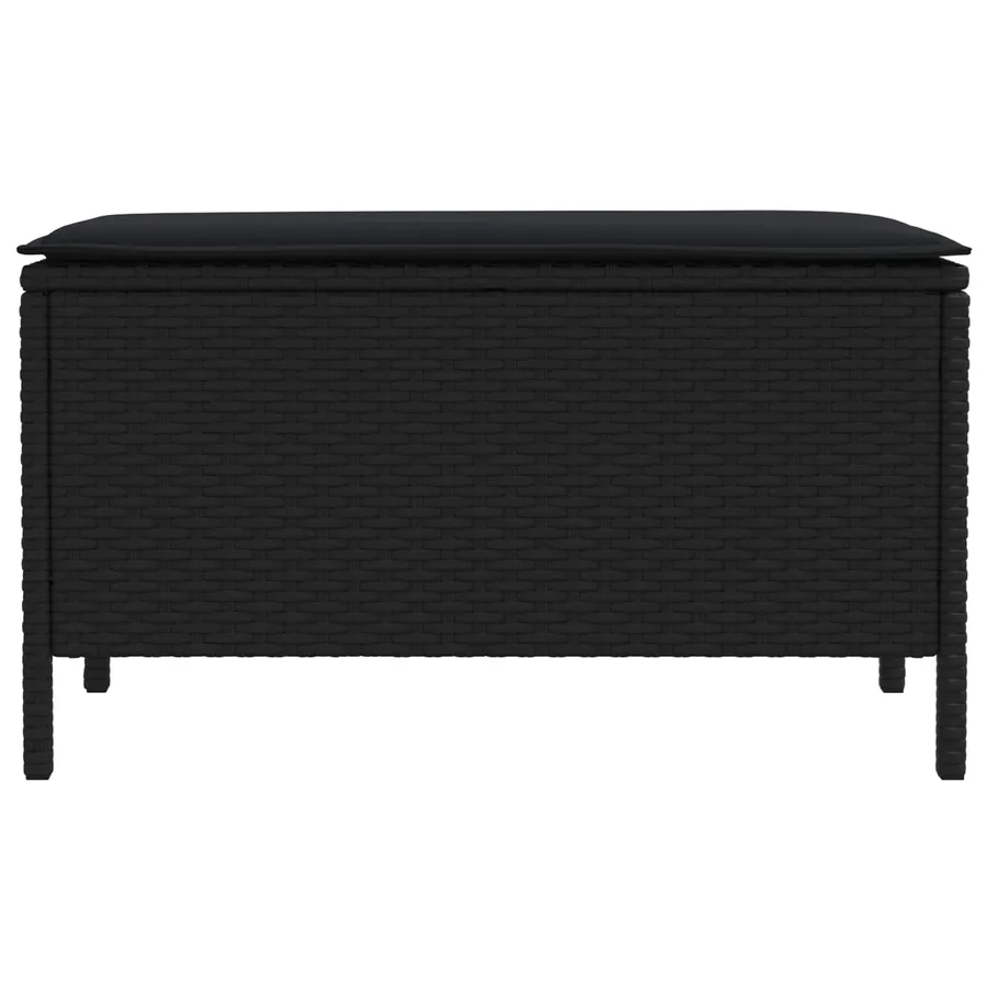 Pouf de Jardin avec oreiller Noir 80 x 38 x 45 cm Rotin PE - 4