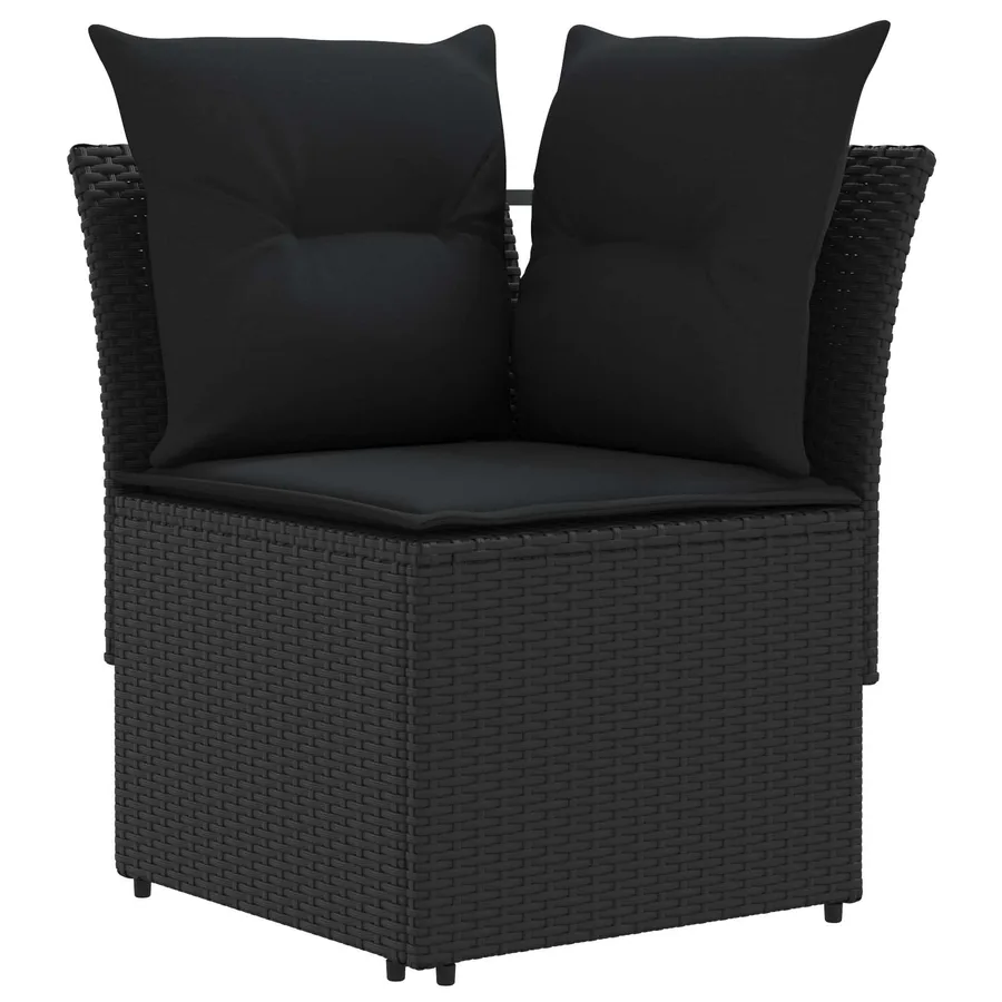 Sofa de jardin avec accoudoirs et sofa d'angle 2 Pièce Noir - 4