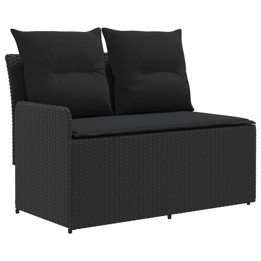 Sofa de jardin avec accoudoirs et sofa d'angle 2 Pièce Noir - 5